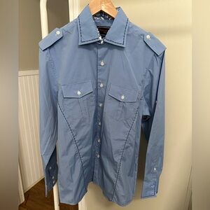 Blue Button Down Longsleeve Collared Shirt size medium New With Tags